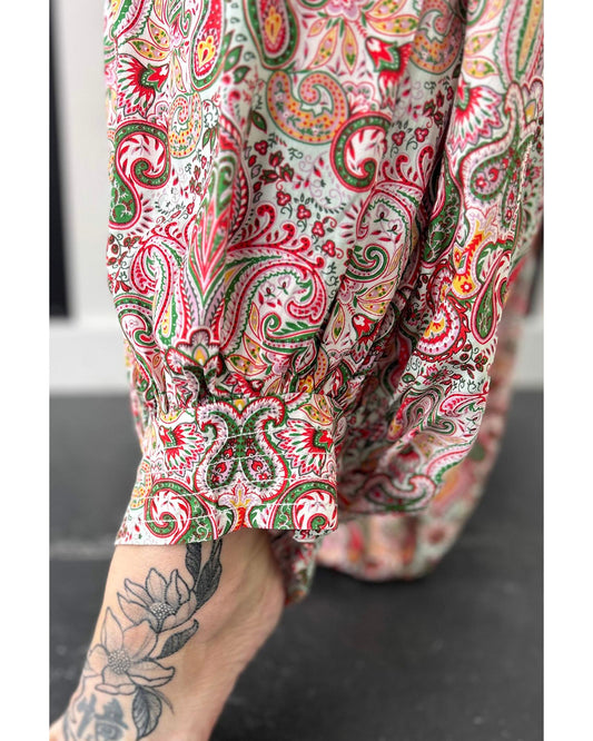 Plus-size Paisley Print Sleeveless Jumpsuit