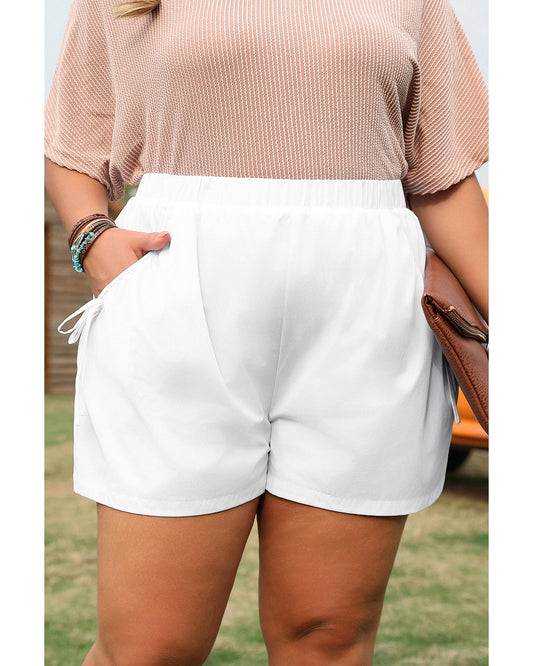 Plus size White Bow Decor Pockets Shorts