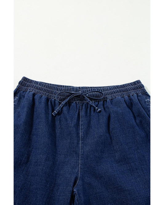 Plus Size Drawstring High Waist Wide Leg Casual Jeans