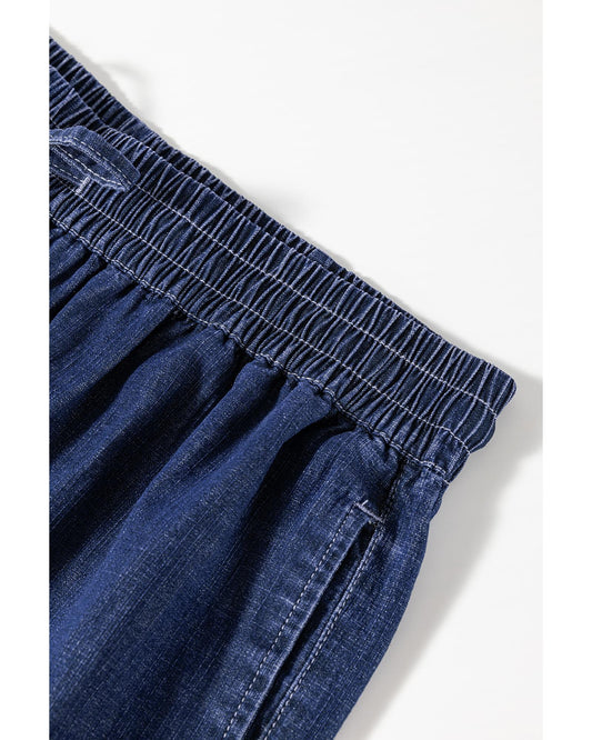 Plus Size Drawstring High Waist Wide Leg Casual Jeans