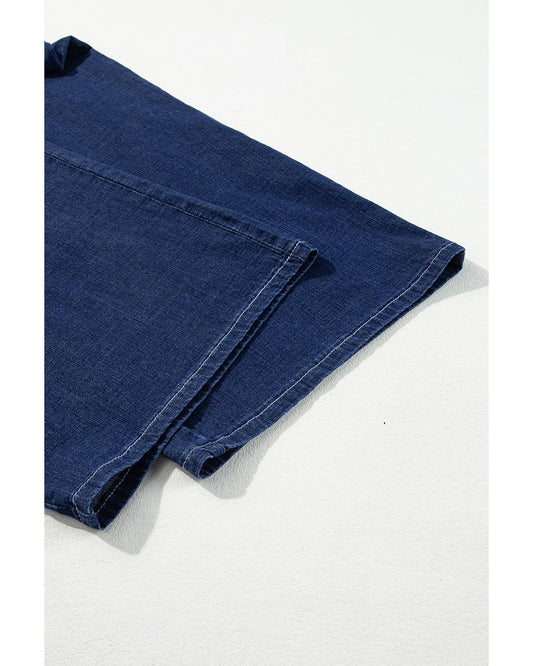 Plus Size Drawstring High Waist Wide Leg Casual Jeans