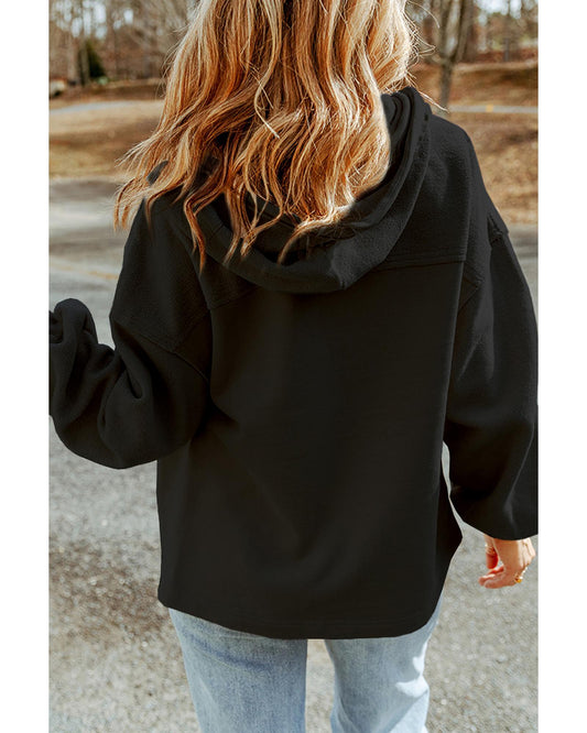 Plus Size Bishop Sleeve Zip Up Hooded Jacket