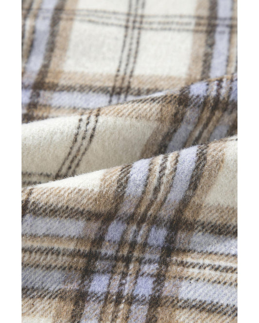 Plus Size White Plaid Print Tunic Shacket