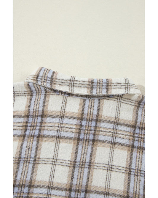 Plus Size White Plaid Print Tunic Shacket