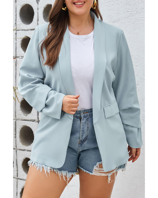 Plus Size Soft Lightweight Pocketed Lapel Blazer