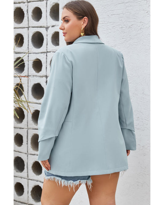 Plus Size Soft Lightweight Pocketed Lapel Blazer