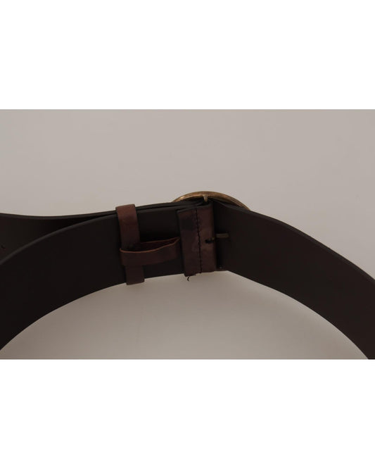 Dolce & Gabbana Leather Belt with Engraved Logo Buckle