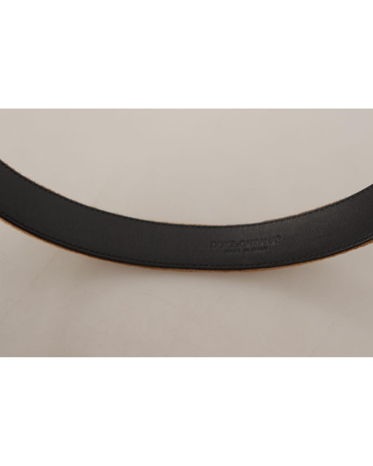 Dolce & Gabbana Leather Belt with Engraved Logo Buckle
