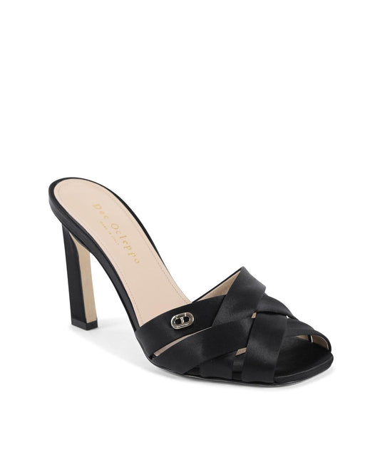 Satin Cross-Strap Stiletto Mules
