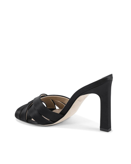 Satin Cross-Strap Stiletto Mules