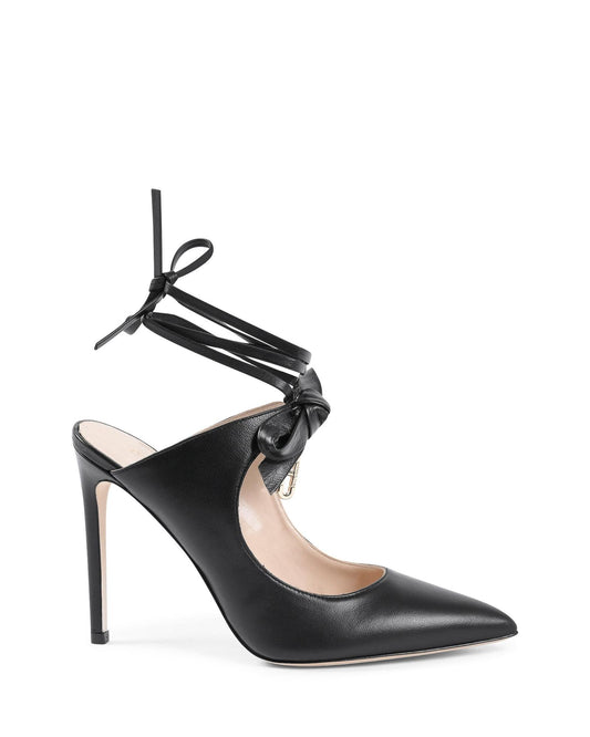 Pointed Toe Leather Bow and Stiletto Heel