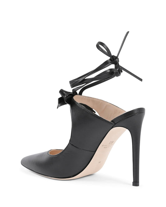 Pointed Toe Leather Bow and Stiletto Heel