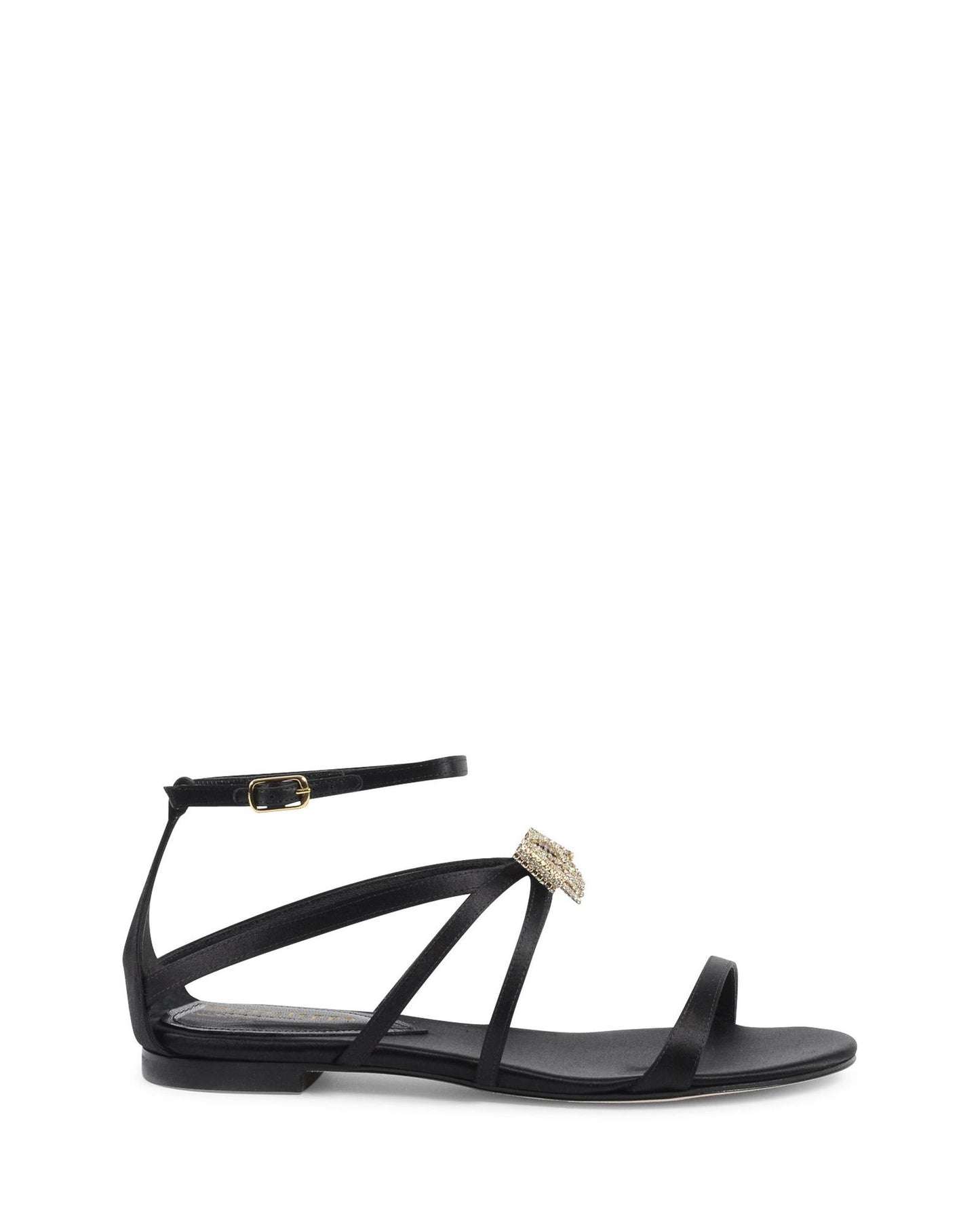 Satin Ankle-Strap Sandal with Swarovski Bow