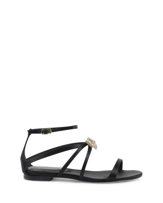 Satin Ankle-Strap Sandal with Swarovski Bow