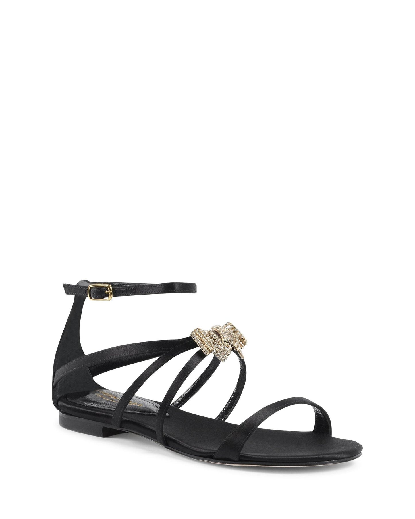 Satin Ankle-Strap Sandal with Swarovski Bow