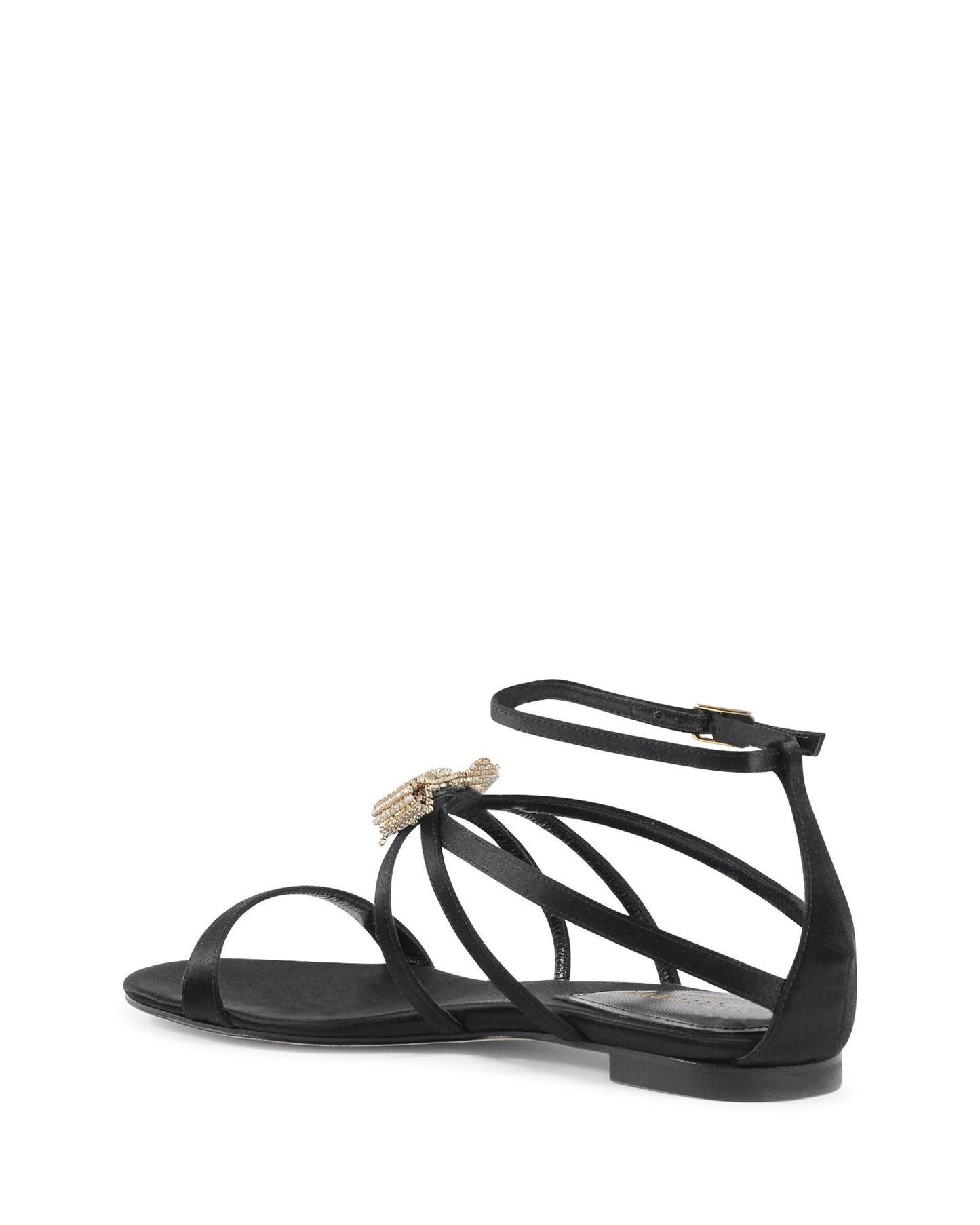 Satin Ankle-Strap Sandal with Swarovski Bow
