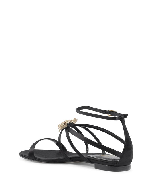 Satin Ankle-Strap Sandal with Swarovski Bow
