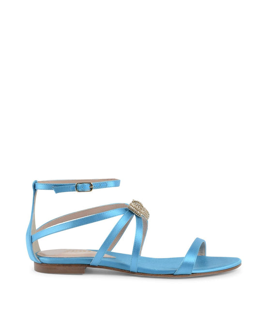 Swarovski Bow Satin Ankle-Strap Sandal
