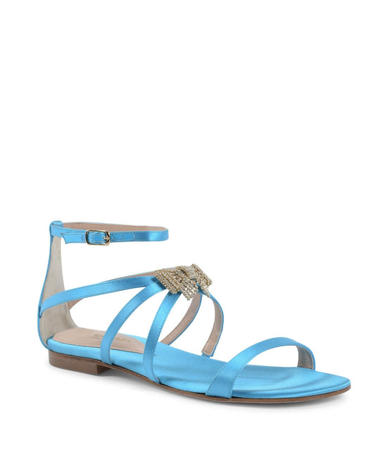 Swarovski Bow Satin Ankle-Strap Sandal