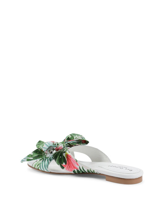 Silk Bow Mule with Flat Sole