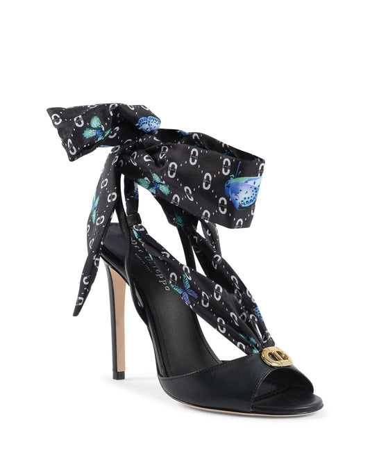 Printed Silk Heel Shoes