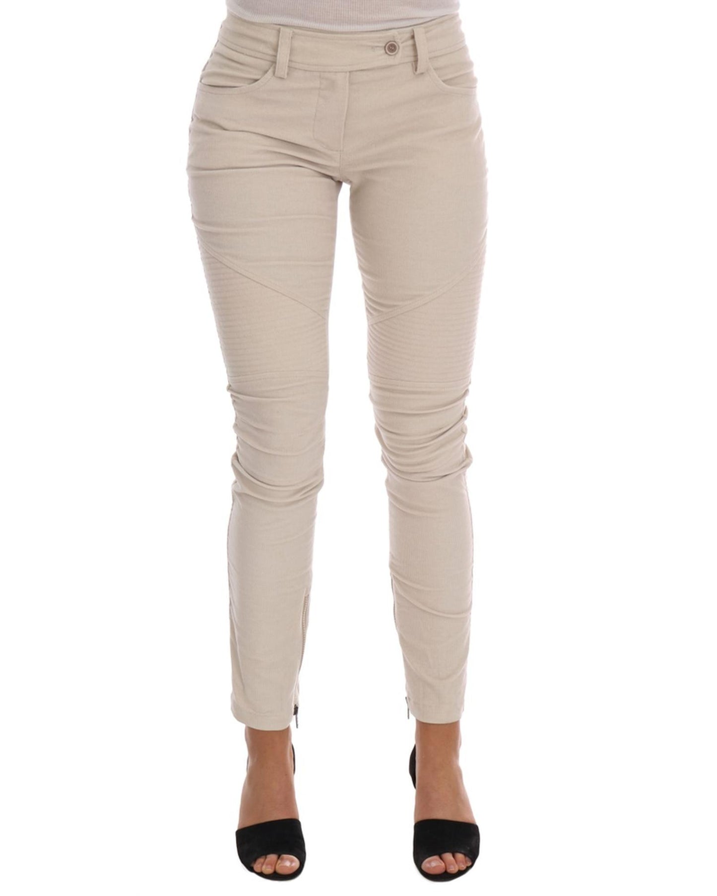 Cropped Corduroy Pants with Logo Details