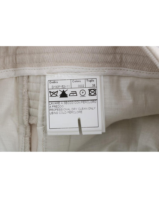 Cropped Corduroy Pants with Logo Details