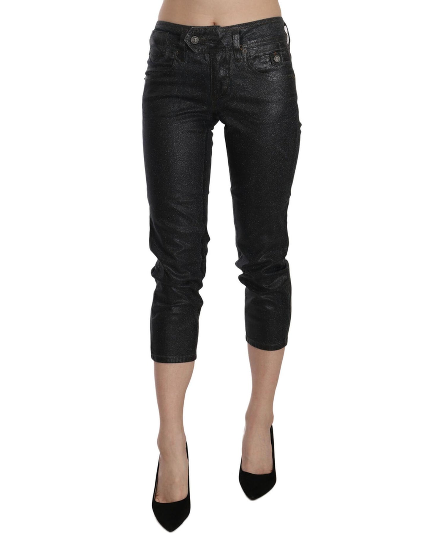 GALLIANO Mid Waist Slim Leg Cropped Jeans