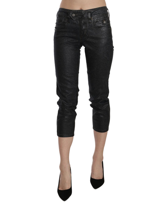 GALLIANO Mid Waist Slim Leg Cropped Jeans