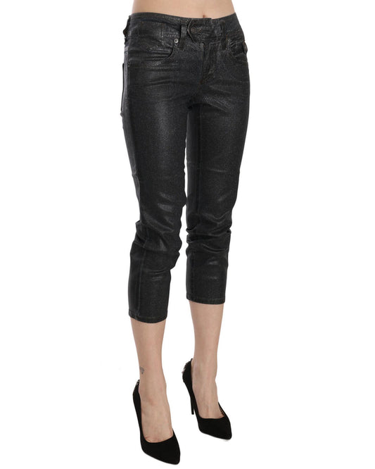 GALLIANO Mid Waist Slim Leg Cropped Jeans