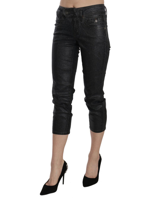 GALLIANO Mid Waist Slim Leg Cropped Jeans