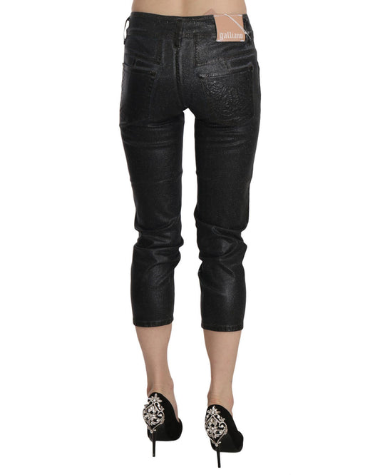 GALLIANO Mid Waist Slim Leg Cropped Jeans