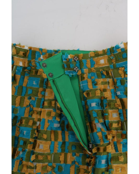 DOLCE & GABBANA Green Jacquard High Waist Pencil Skirt