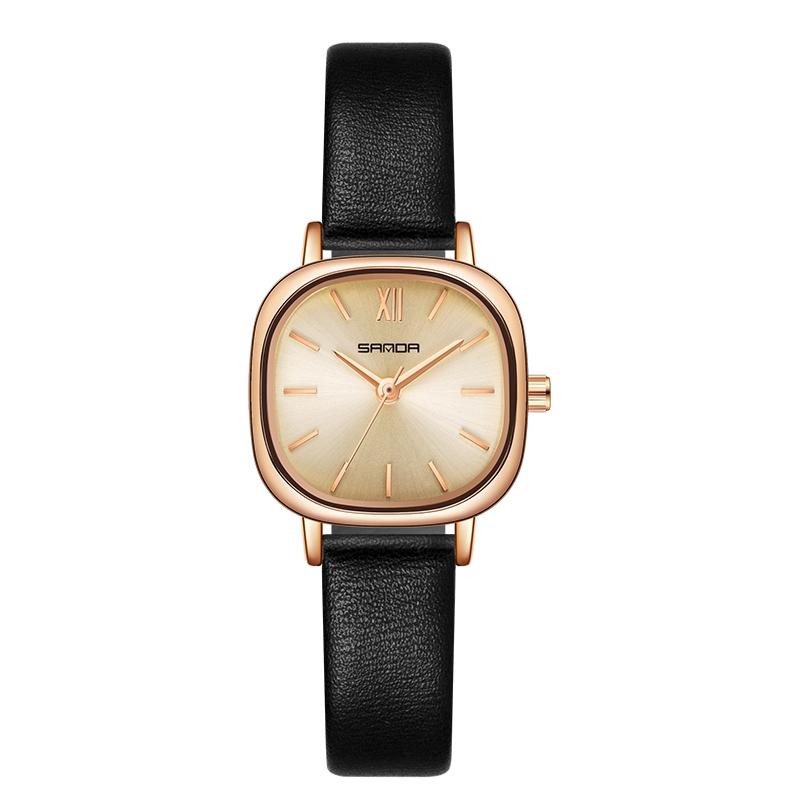 Women Oval Dial Quartz Watch with Simple Bar Scale and Stylish Metal Belt