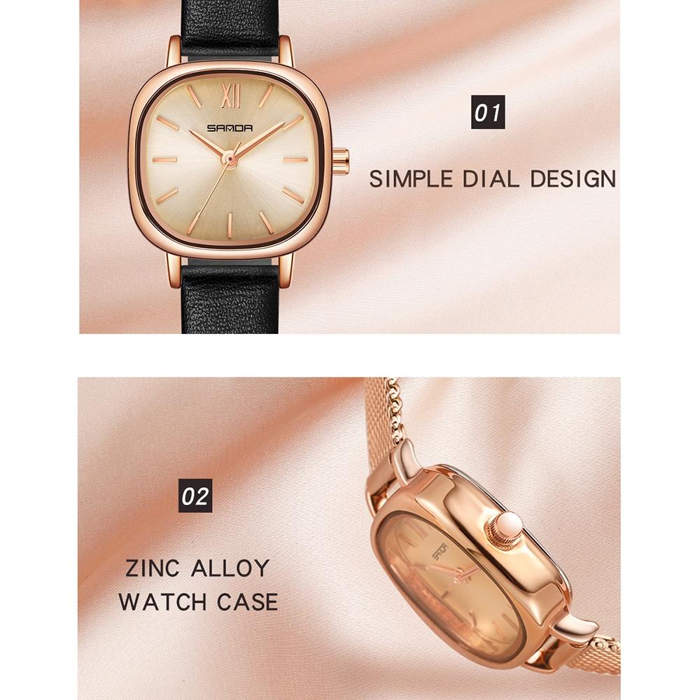 Women Oval Dial Quartz Watch with Simple Bar Scale and Stylish Metal Belt