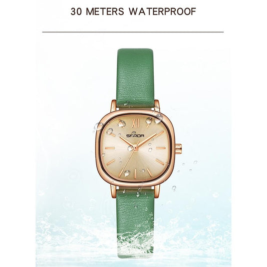 Women Oval Dial Quartz Watch with Simple Bar Scale and Stylish Metal Belt