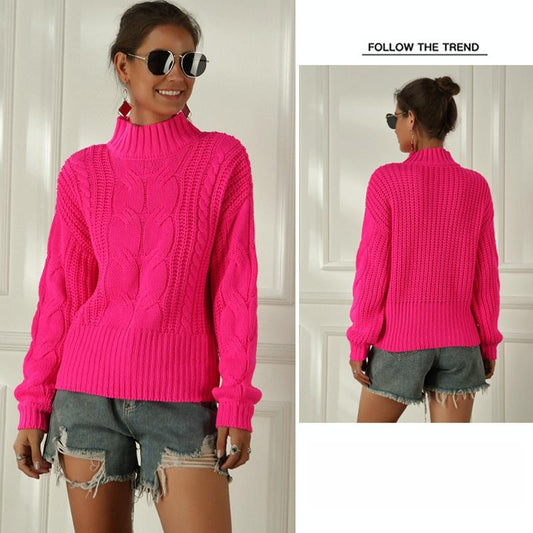 Long Sleeve Stranded Flower Knit Sweater