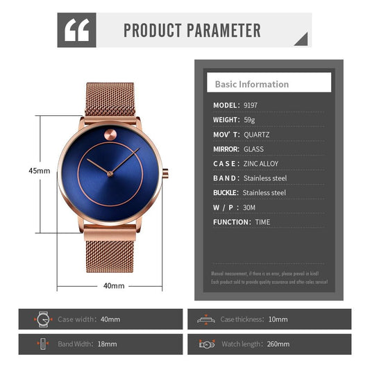 Metal Mesh Quartz Watch with Non-scale Dial