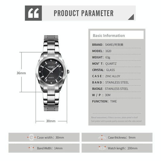 Waterproof Quartz Women Watch with Rhinestone Steel Strap - Delicate and Creative Design