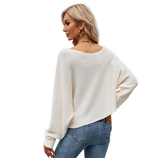 Loose Bat Sleeve Knitted Tops