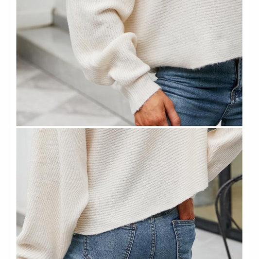 Loose Bat Sleeve Knitted Tops