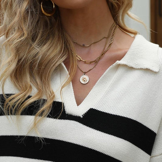 Loose Stripes Colour Pullover Sweater