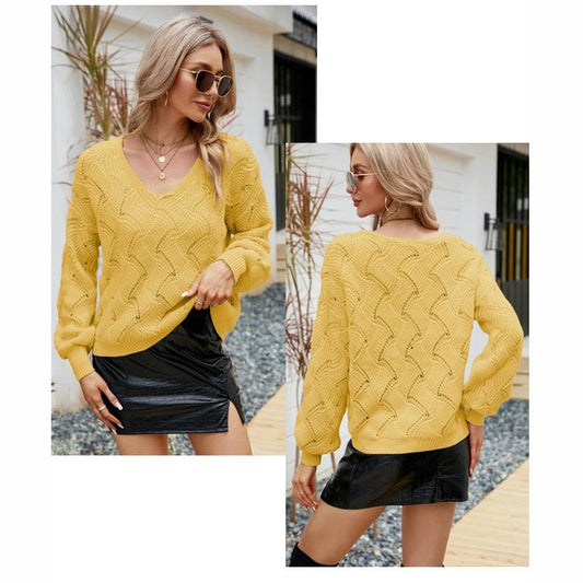 V-Neck Loose Knitted Bottoming Sweater
