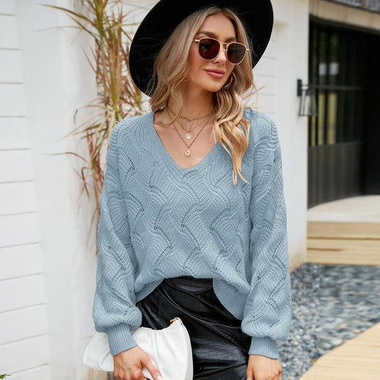 V-Neck Loose Knitted Bottoming Sweater