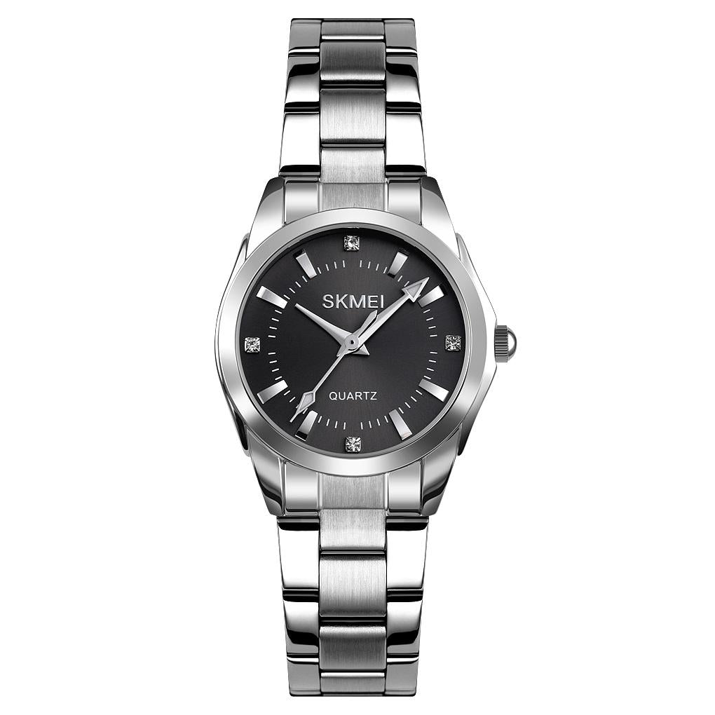 Waterproof Quartz Women's Watch with Rhinestone Steel Strap