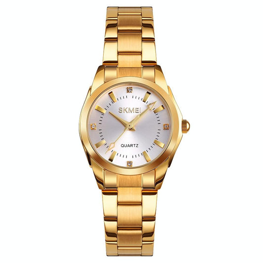 Waterproof Quartz Women's Watch with Rhinestone Steel Strap