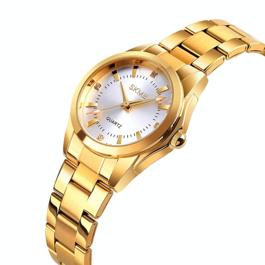 Waterproof Quartz Women's Watch with Rhinestone Steel Strap