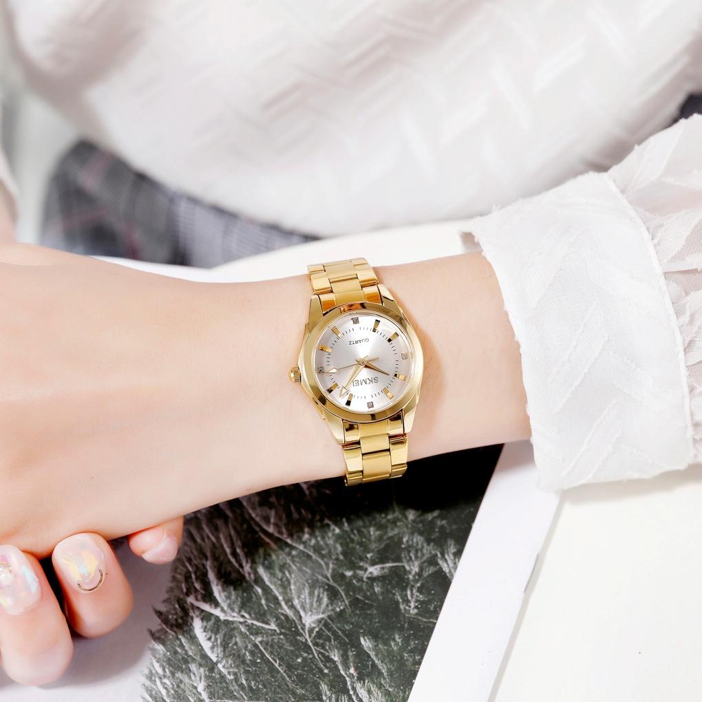 Waterproof Quartz Women's Watch with Rhinestone Steel Strap