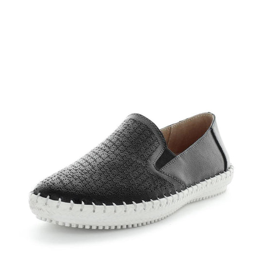 JUST BEE COBLE Black Embossed Loafers