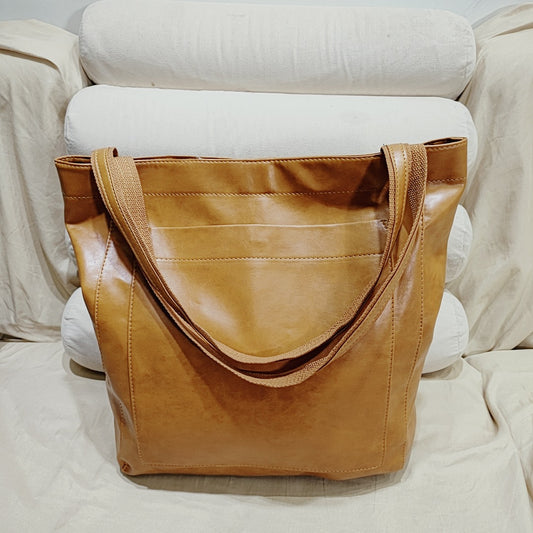 Vintage PU Leather Tote Bag